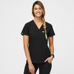 FIGS Black Catarina 1 pocket scrub top